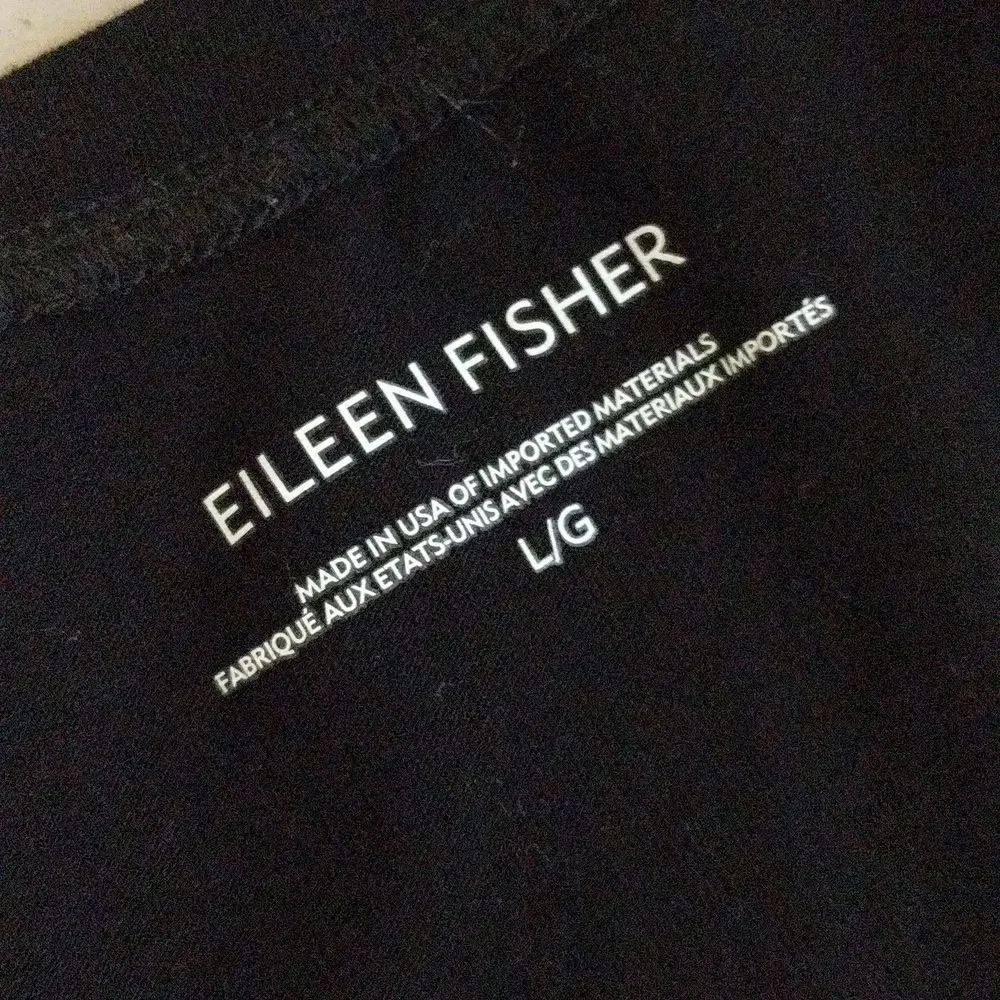 Eileen Fisher black tshirt dress stretch cap sleeves size Large